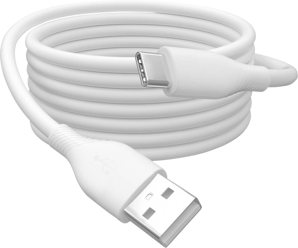 USB-кабель Digitus USB 2.0 USB-A чоловічий роз'єм, USB-C® чоловічий роз'єм 1,00 м Білий гнучкий дизайн, дуже гнучкий, з USB, силік