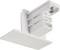 Biała, prostokątna wspornik ze śrubą, odpowiedni do mocowania półek lub elementów.