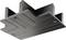 Metalowy element łączący w kształcie litery L z czterema otworami na śruby, w kolorze szaro-czarnym, odpowiedni do zastosowań w mocowaniach strukturalnych.