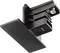 Czarny, prostokątny element z wkrętem, prawdopodobnie uchwyt lub element montażowy, składający się z płaskiej części i elementu wtykowego.