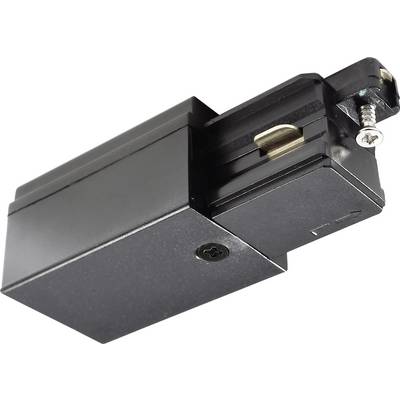 Czarny elektryczny element wyposażenia o prostokątnym kształcie z gwintem śrubowym na jednym końcu, prawdopodobnie adapter lub wtyczka.