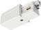 Biały elektryczny adapter przyłączeniowy ze śrubą na górnej powierzchni, odpowiedni do systemów oświetlenia szynowego.