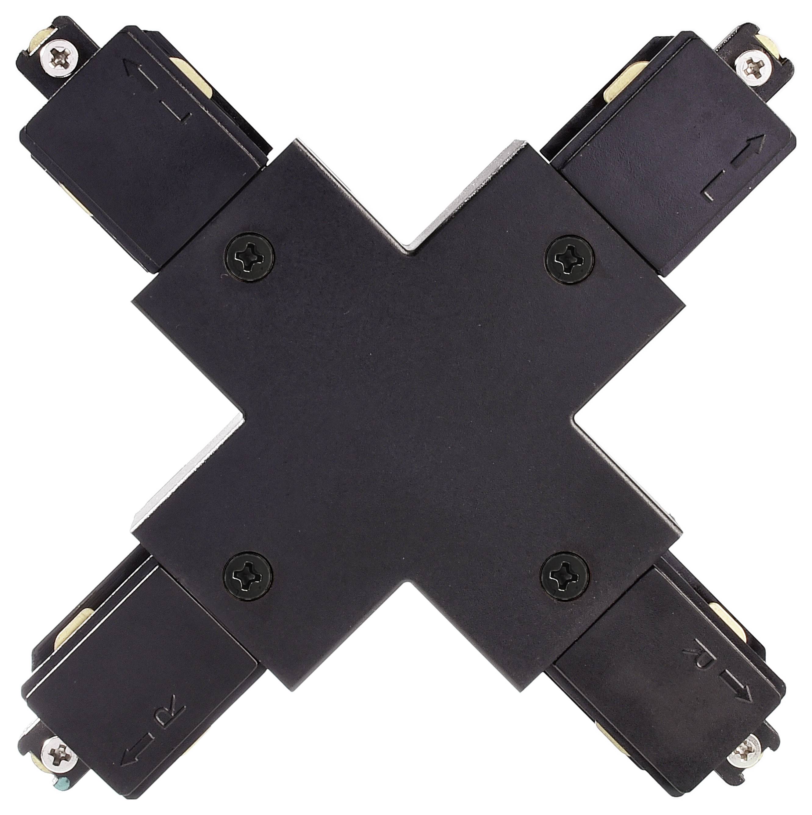 Złączka elektryczna w kształcie krzyża z czterema stykami na końcach. Odpowiednia do podłączania wielu przewodów w sieci.