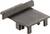 Czarny, prostokątny element z podwyższoną krawędzią po jednej stronie i czterema krótkimi nogami. Możliwe zastosowanie w maszynach lub elektronice.