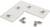 Metalowa płytka w kształcie litery L z wieloma otworami i zamontowanymi śrubami, obok niej dwa mniejsze kawałki metalu o podobnym kształcie.