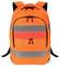 Plecak w jaskrawym pomarańczowym kolorze z odblaskowymi pasami, idealny do zapewnienia widoczności w złych warunkach oświetleniowych.