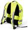 Żółty plecak z odblaskowymi pasami i regulowanymi paskami. Idealny dla bezpieczeństwa w ruchu drogowym.