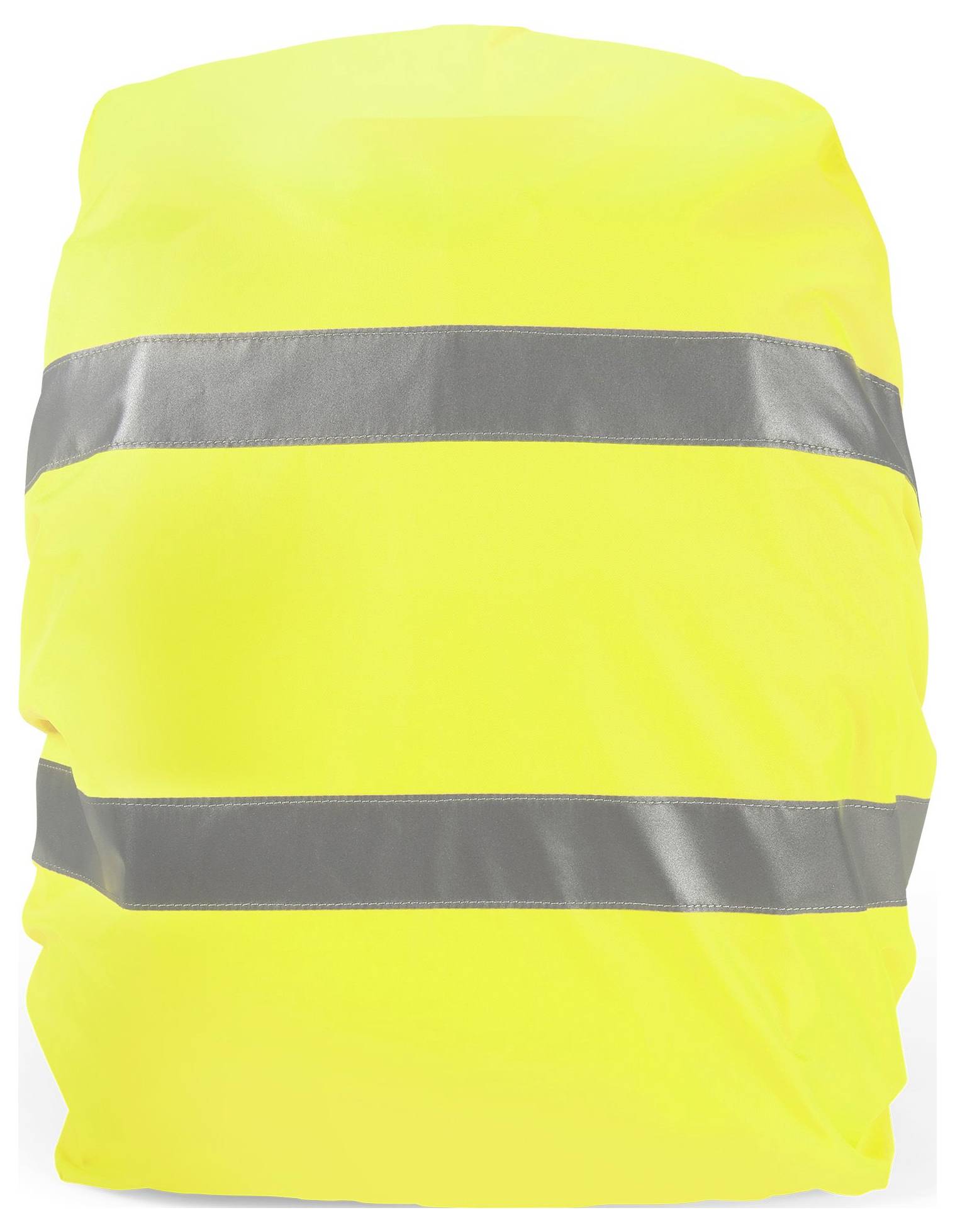 Żółty plecak z odblaskowymi paskami, które zapewniają lepszą widoczność w ciemności.