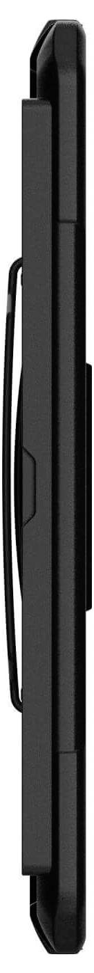 Widok z boku czarnego, przenośnego tabletu lub laptopa z podłączonym rysikiem.