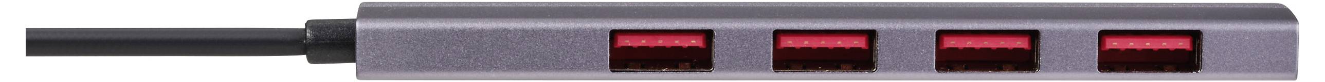 Renkforce RF-6700798 USB-Hub 4 порти USB-A USB 3.2 Gen2 10 Гбіт/с із роз’ємом USB-C, алюмінієвий корпус, порт зарядки USB-C® PD сі