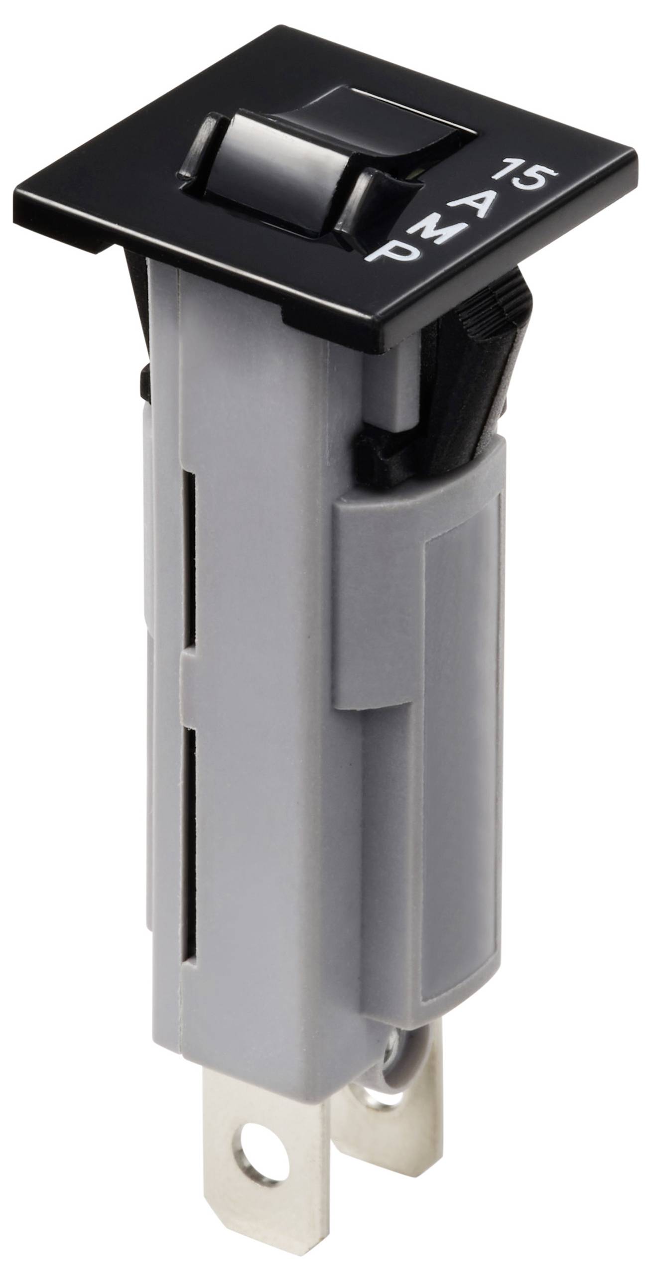 Obraz elementu elektrycznego z czarnym przełącznikiem na górze, oznaczonym numerem '15'. Odpowiedni do elektroniki sterującej lub łączeniowej.