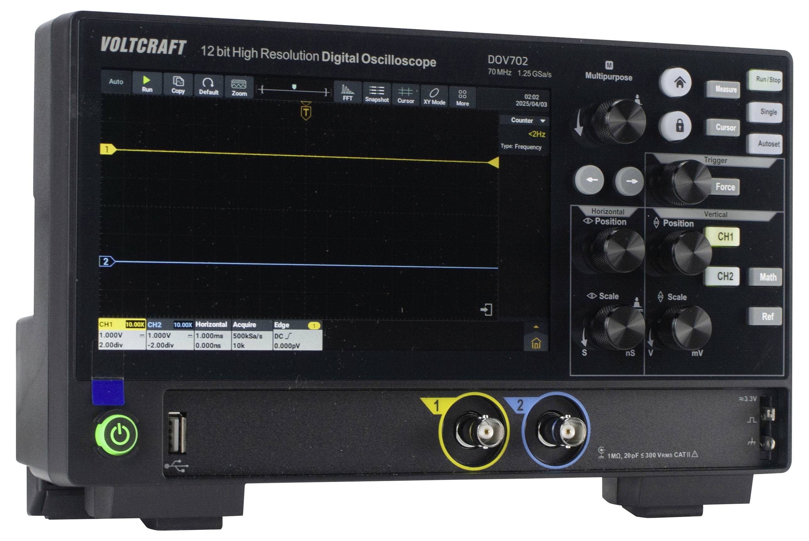 Цифровий осцилограф VOLTCRAFT DOV702 70 МГц 1,25 Гвиб/с