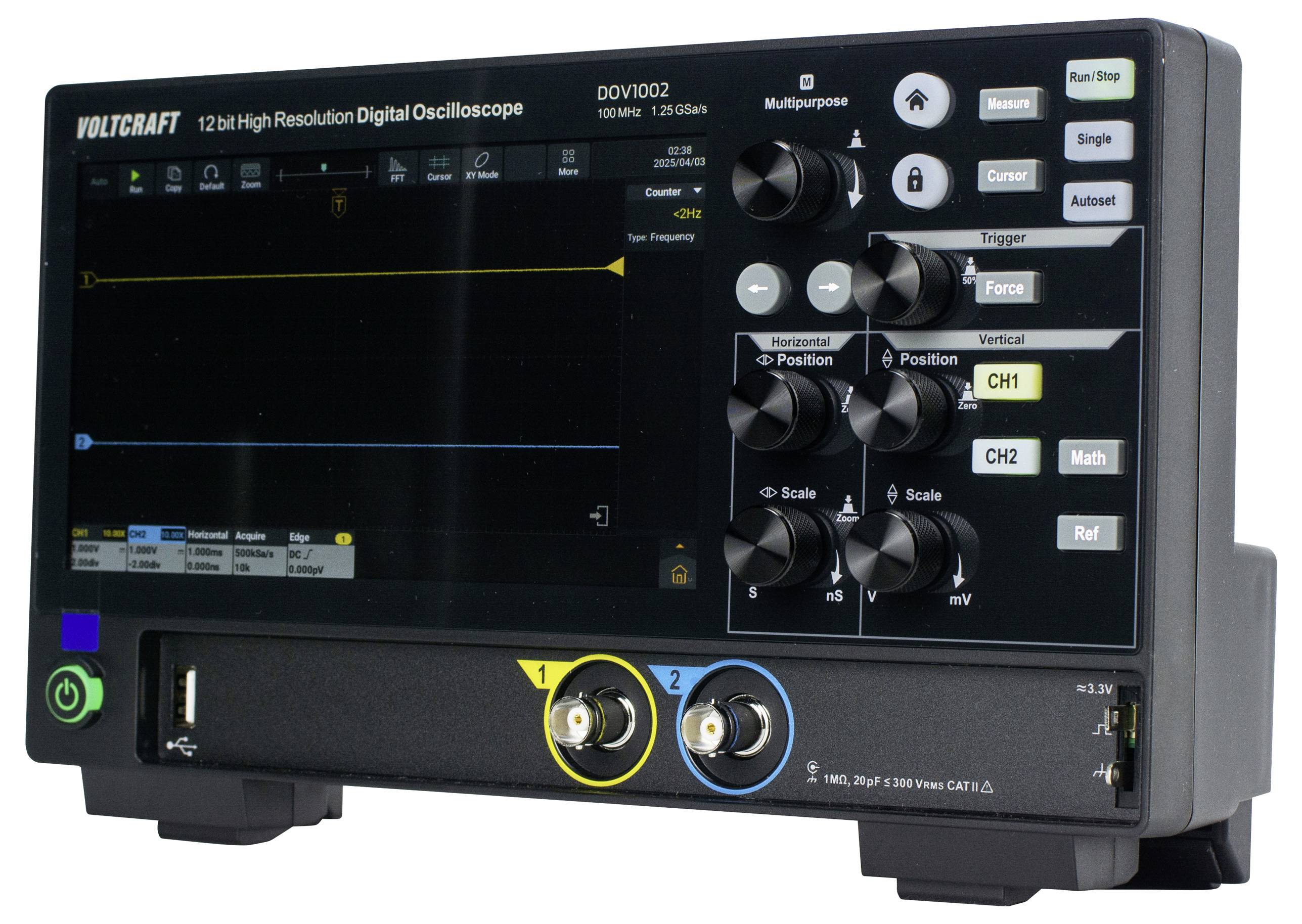 Цифровий осцилограф VOLTCRAFT DOV1002 100 МГц 1,25 Гвиб/с