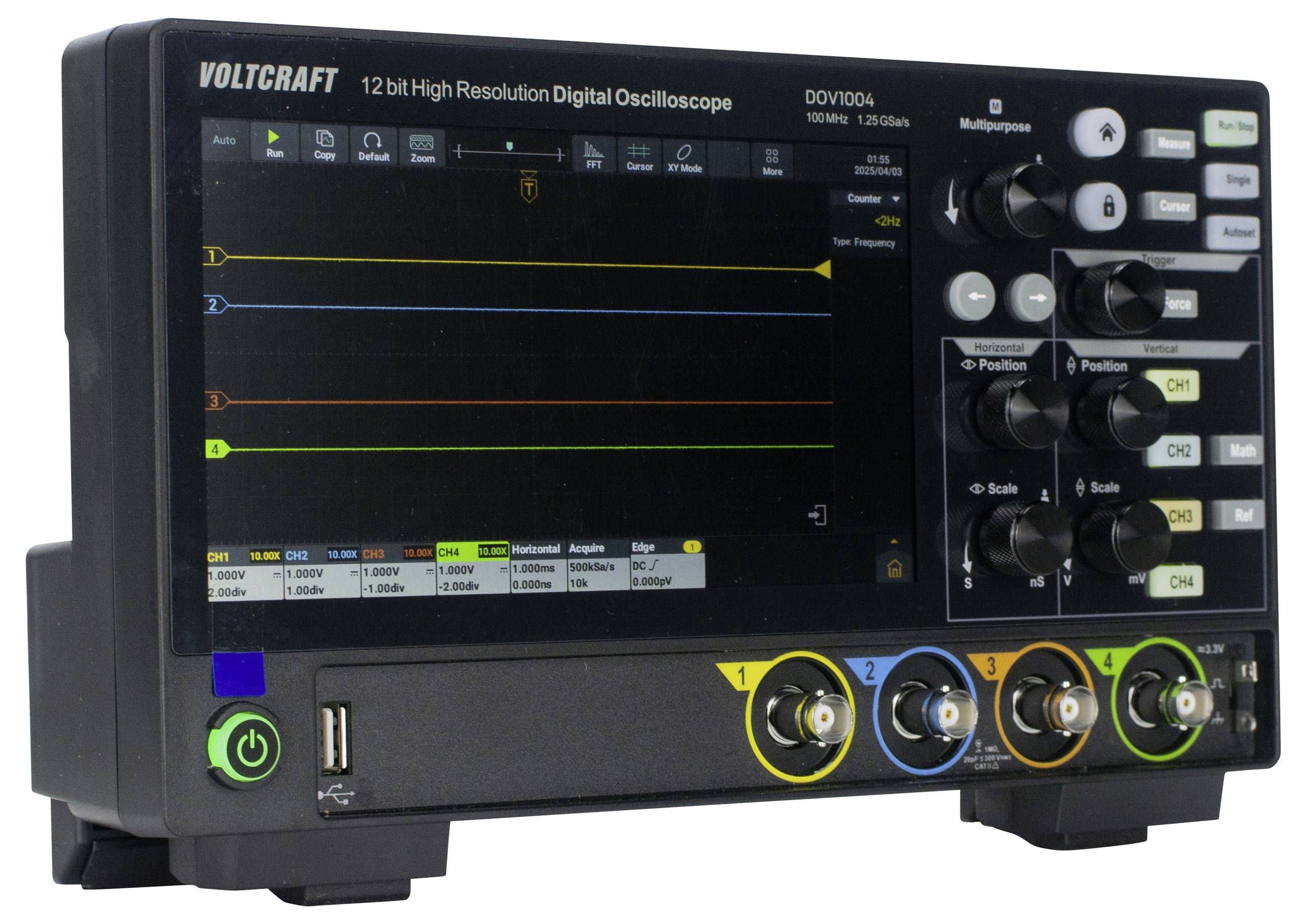 Цифровий осцилограф VOLTCRAFT DOV1004 100 МГц 1,25 Гвиб/с