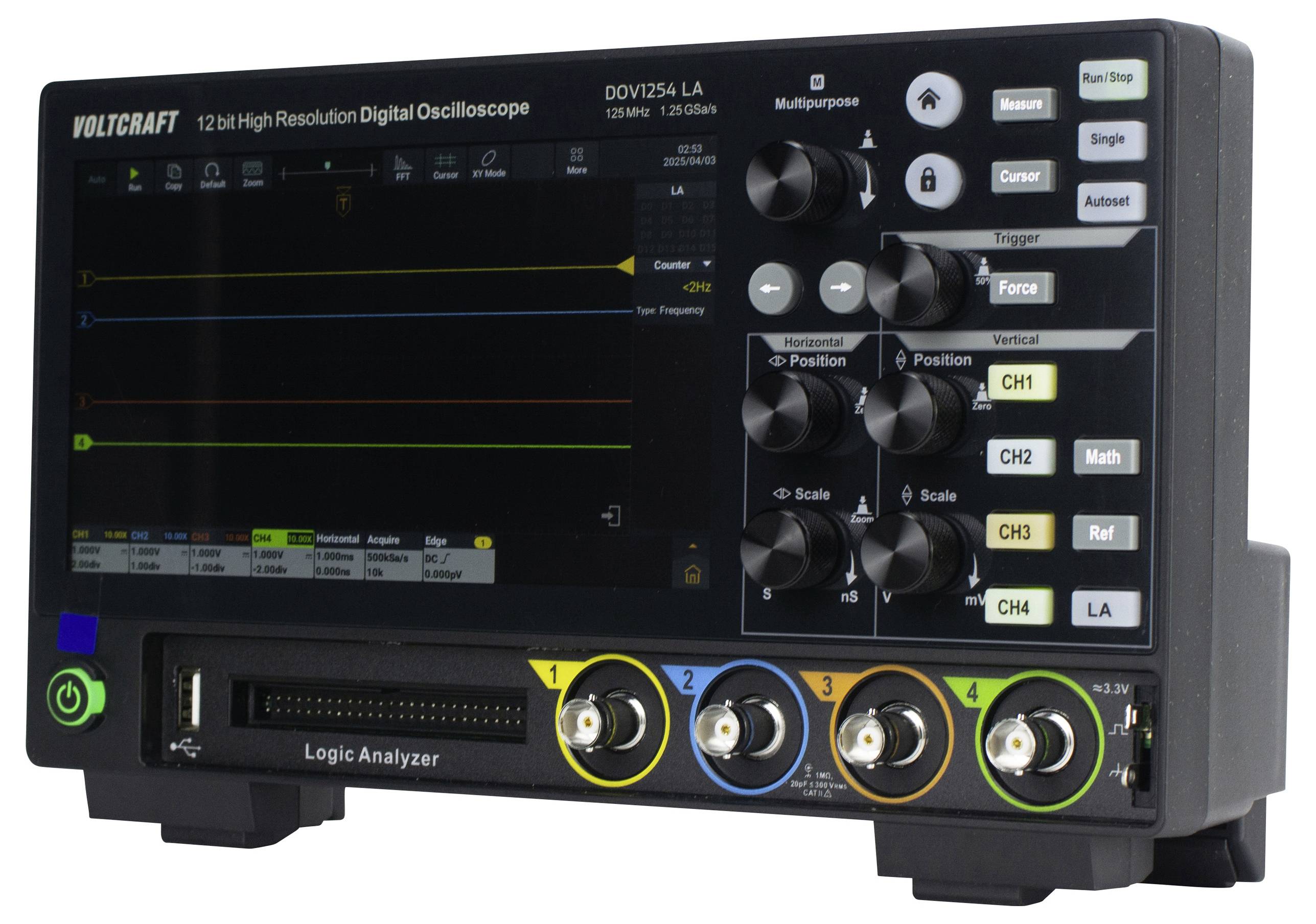 Цифровий осцилограф VOLTCRAFT DOV1254 LA 125 МГц 1,25 Гвиб/с