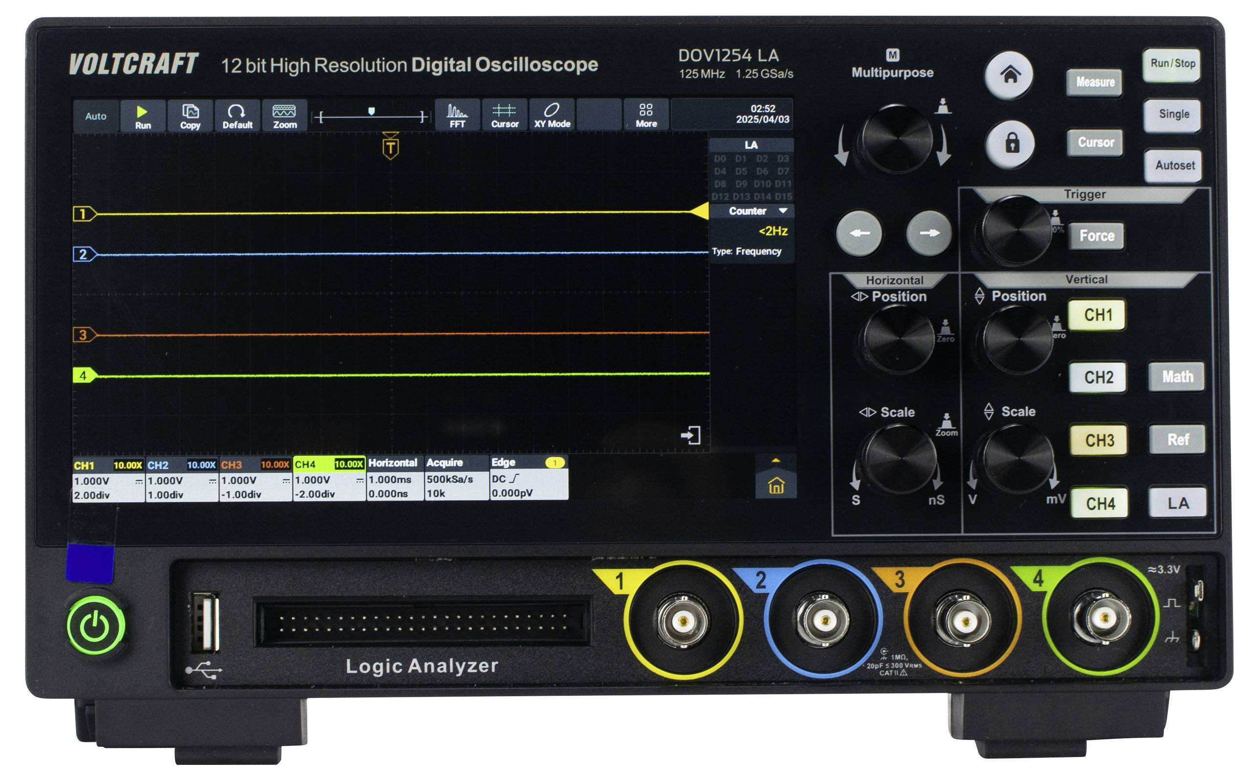 Цифровий осцилограф VOLTCRAFT DOV1254 LA 125 МГц 1,25 Гвиб/с