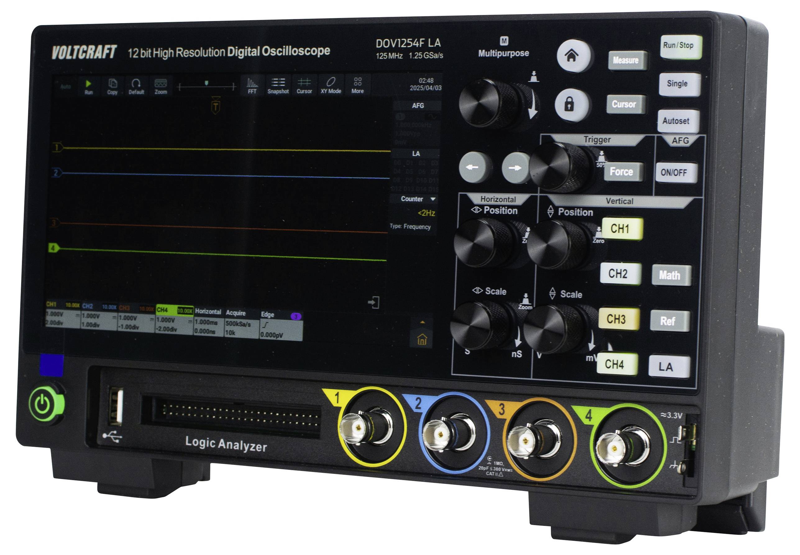 Цифровий осцилограф VOLTCRAFT DOV1254F LA 125 МГц 1,25 Гвиб/с