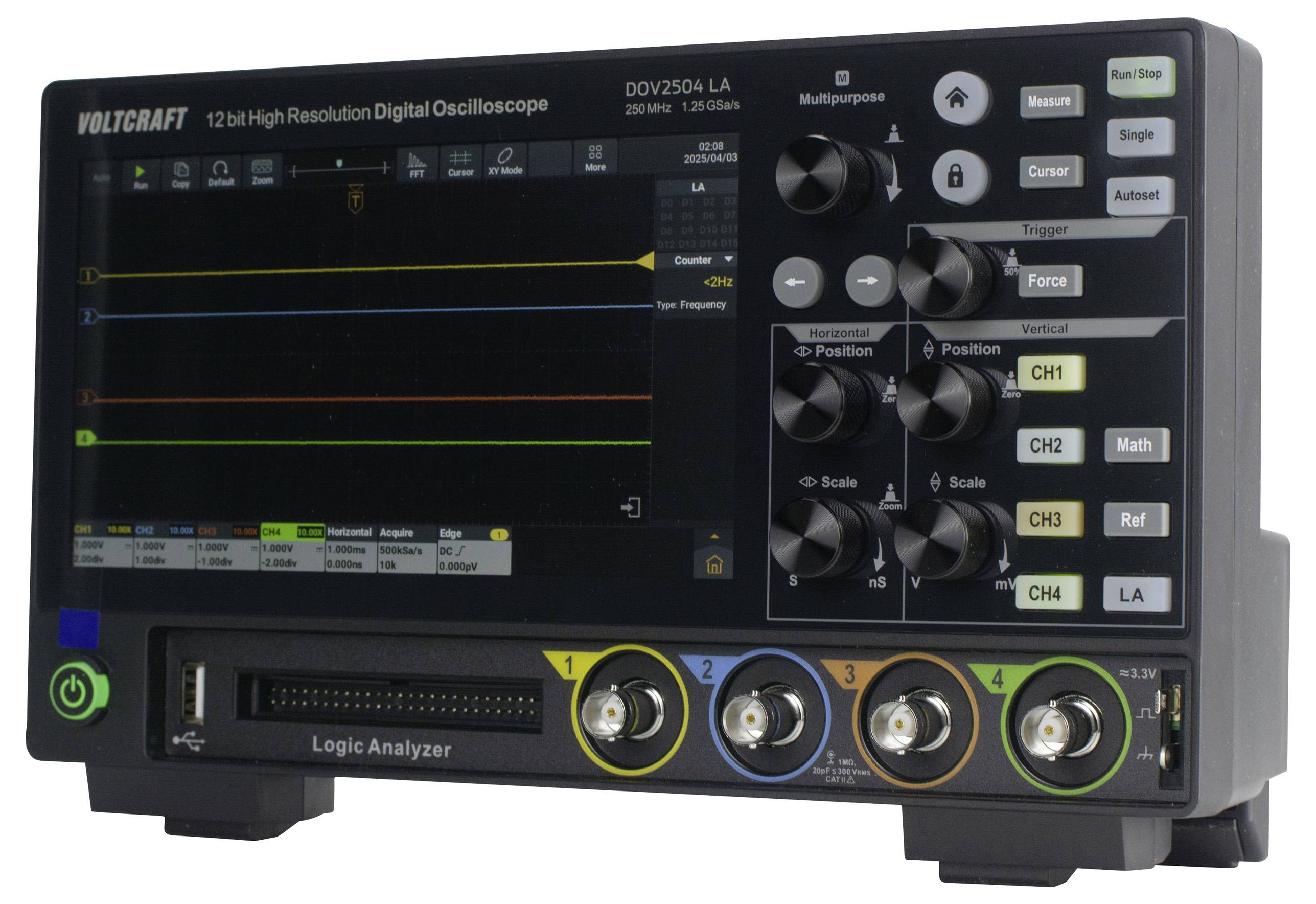 Цифровий осцилограф VOLTCRAFT DOV2504 LA 250 МГц 1,25 Гвиб/с