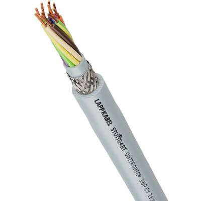 Szary kabel z wieloma kolorowymi, odkrytymi przewodami. Na kablu widnieje napis 'LAPPKABEL STUTTGART UNITRONIC 12G1Y'.