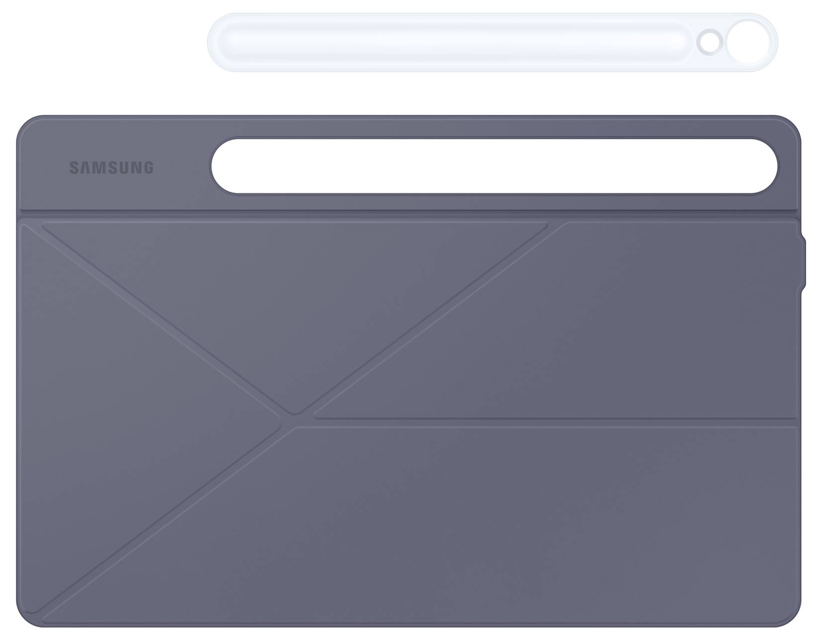 Szare etui do tabletu Samsung z geometrycznym wzorem i wycięciem na góry z przodu dla rysika.