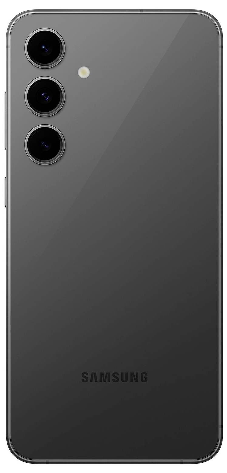 Tylna strona czarnego smartfona z trzema kamerami ustawionymi pionowo w lewym górnym rogu oraz logo "Samsung" poniżej.