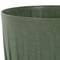 Zielona, okrągła doniczka z pionowymi rowkami.