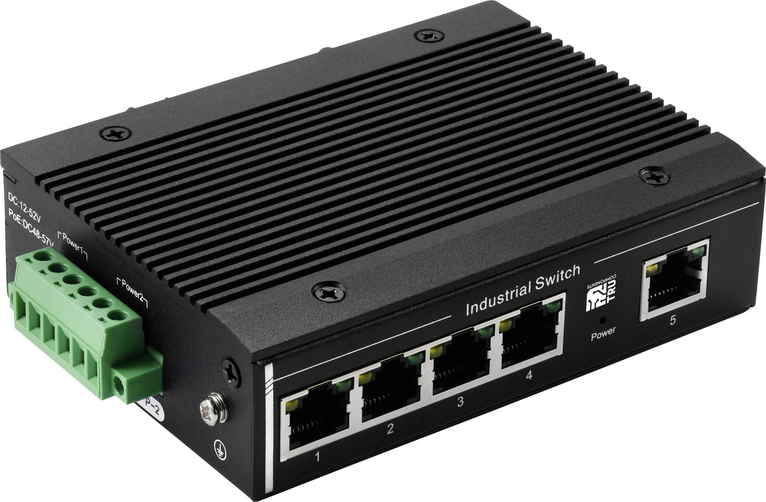 Промисловий комутатор Ethernet TRU COMPONENTS TC-XL-205GP TC-13427356, 1+4 порти, 10 Мбіт/с, 100 Мбіт/с, 1000 Мбіт/с