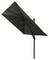 Prostokątny, czarny parasol przeciwsłoneczny z bocznym uchwytem. Parasol jest rozłożony i lekko pochylony na bok.