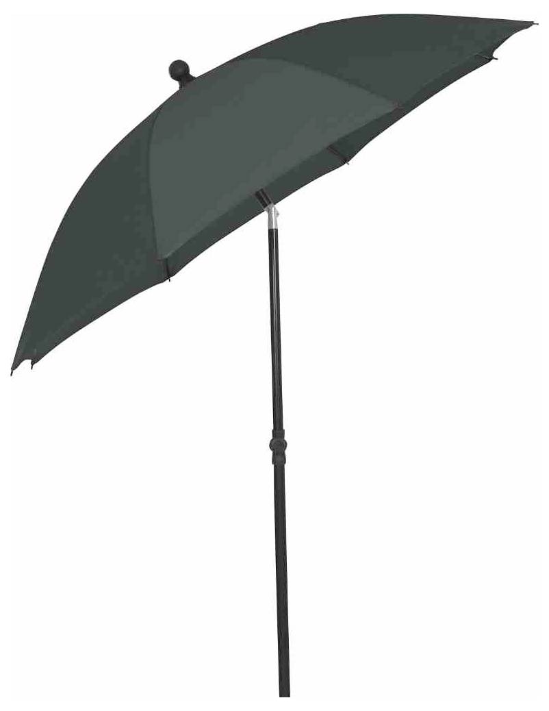 Czarny parasol z długą rączką, ustawiony pionowo.