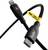 Kabel USB-C do Lightning marki Aqila, o długości 1 metra, wykonane z czarnego plecionego przewodu z żółtym oznaczeniem długości.