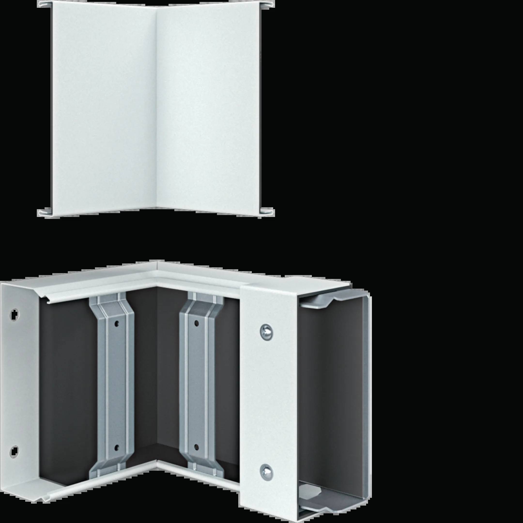 Dwuczęściowy obraz przedstawia u góry prostokątne złącze metalowe, a u dołu to samo złącze widziane od wewnątrz, z widocznymi elementami mocującymi.