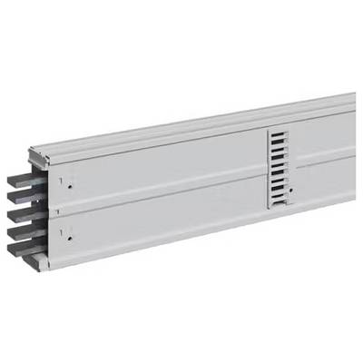 Szary system zasilania elektrycznego z wieloma izolowanymi przewodami w obudowie modułowej, przeznaczony do instalacji w budynkach.