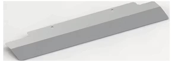 Długi, szary element metalowy z dwoma otworami, prawdopodobnie przeznaczony do zamocowania na jakiejś powierzchni.