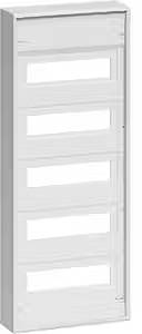 Szara obudowa z pięcioma przezroczystymi przegródkami, prawdopodobnie przeznaczona do przechowywania kluczy lub dokumentów.