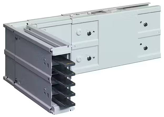 Modularny system kanałów do dystrybucji energii elektrycznej, składający się z wielu jednostek ułożonych obok siebie, wyposażonych w zdejmowane pokrywy.