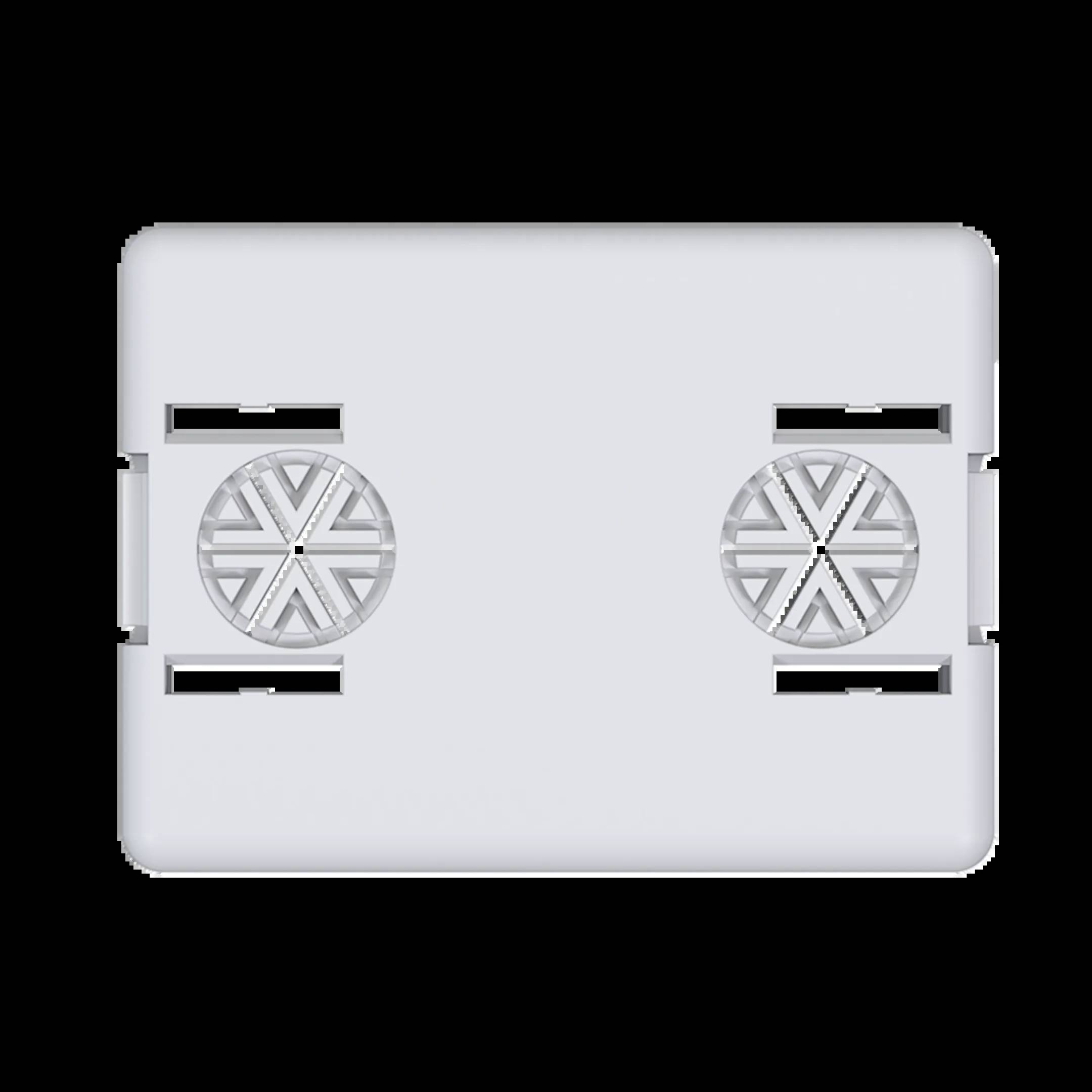 Biała płyta plastikowa z dwoma okrągłymi otworami wentylacyjnymi.