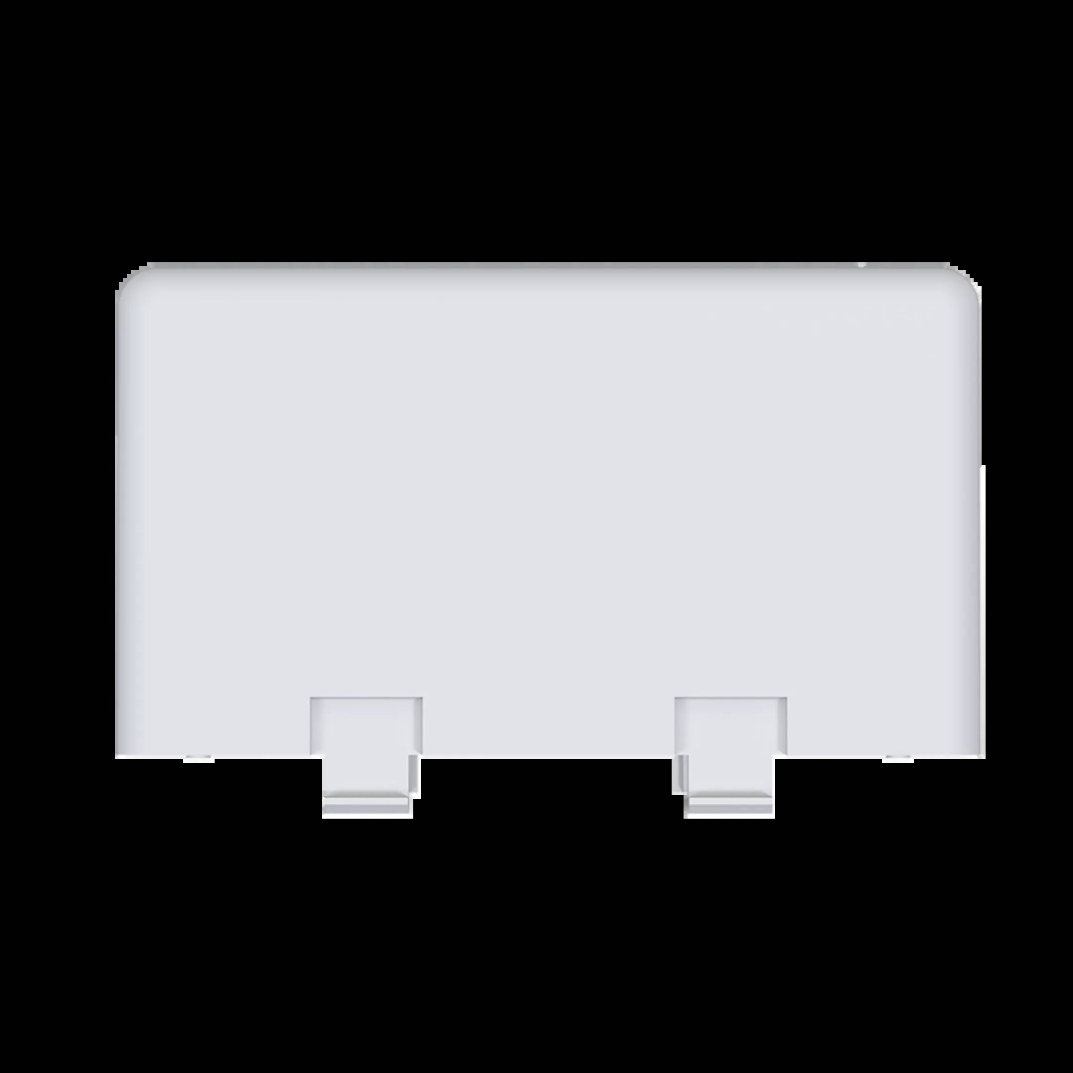 Szaro-białowy, prostokątny obiekt, prawdopodobnie rodzaj adaptera lub złącza, na czarnym tle.