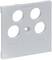 Kwadratowa pokrywa z czterema okrągłymi otworami przeznaczonymi do montażu wielu złączy, często stosowana w urządzeniach technicznych lub elektrycznych.