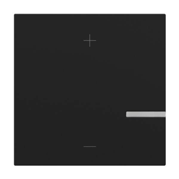 Czarny przełącznik dotykowy o minimalistycznym designie z wąźdźdźwignią sterującą po prawej stronie.