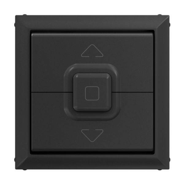 Kwadratowy, czarny przełącznik z strzałkami skierowanymi w górę i w dół wskazuje na funkcję ściemniania.