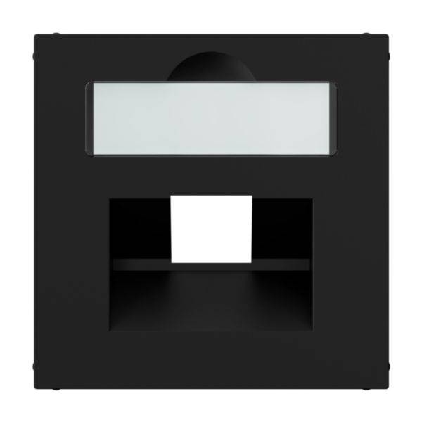 Czarna kwadratowa lampa zewnętrzna z górną podświetlaną szklana częścią i otwartą przestrzenią poniżej. Idealna do nowoczesnych elewacji.