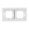 Biała, prostokątna ramka na dwie gniazda elektryczne, z otworami na śruby w każdym rogu.