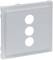 Potrójna rama z trzema okrągłymi otworami, odpowiednia dla modułowych przełączników lub gniazd wtykowych, w kolorze jasnoszarym.