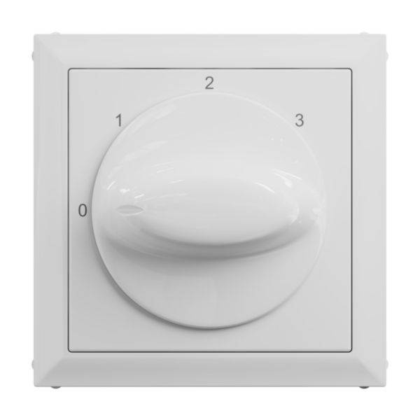 Biały przełącznik obrotowy z ustawieniami od 0 do 3. Przełącznik jest ustawiony na 2.