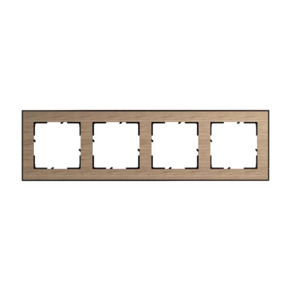 Poczwórna osłona przełącznika w wyglądzie drewna, prostokątna, z miejscem na cztery przyciski.