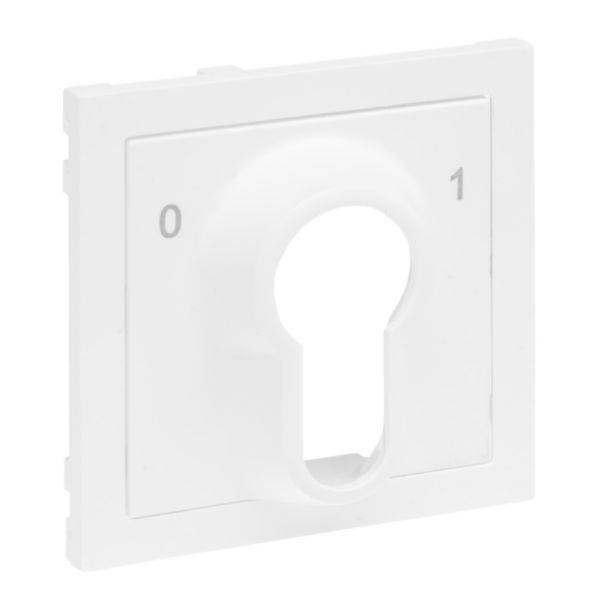 Biały przełącznik dwupozycyjny, oznaczony jako '0' i '1', otoczony prostokątną ramką.