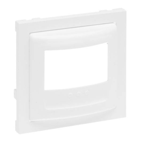 Biała elektroniczna czasomierz z prostokątnym wyświetlaczem i przyciskami sterującymi, przeznaczony do montażu w systemie elektrycznym.