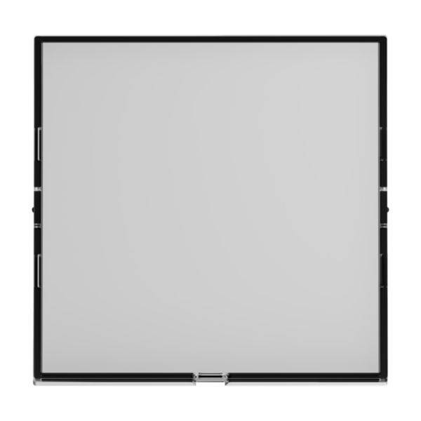 Kwadratowa, biała ramka na szarym tle. Brak dodatkowych wzorów lub detali.