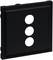 Czarna ramka maskująca z trzema okrągłymi otworami w układzie pionowym. Odpowiednia do instalacji gniazd elektrycznych lub włączników.