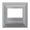 Szary, kwadratowy ramka z prostokątnym wcięciem pośrodku oraz trzema małymi, okrągłymi zagłębieniami na dole.